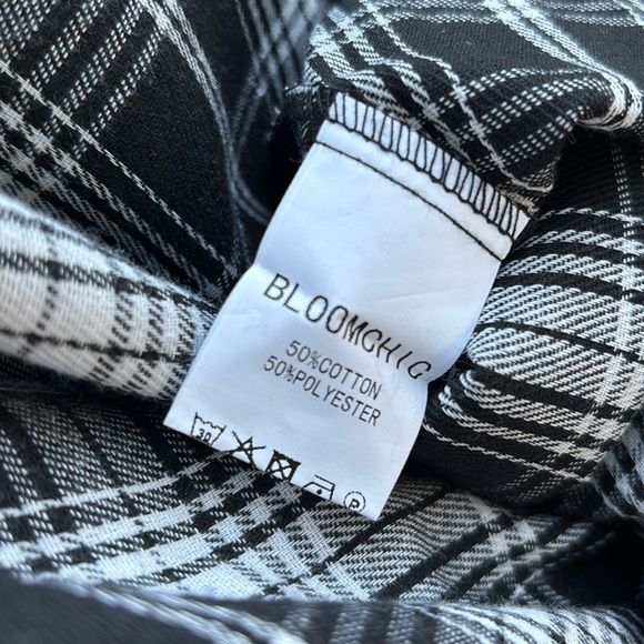 NWOT Bloomchic black and white plaid shirt - Picture 8 of 9